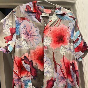 SATURDAYS NYC Canty Vivid Lotus Print Shirt